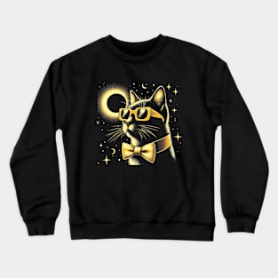 Cat Wearing Solar Eclipse Glasses Crewneck Sweatshirt